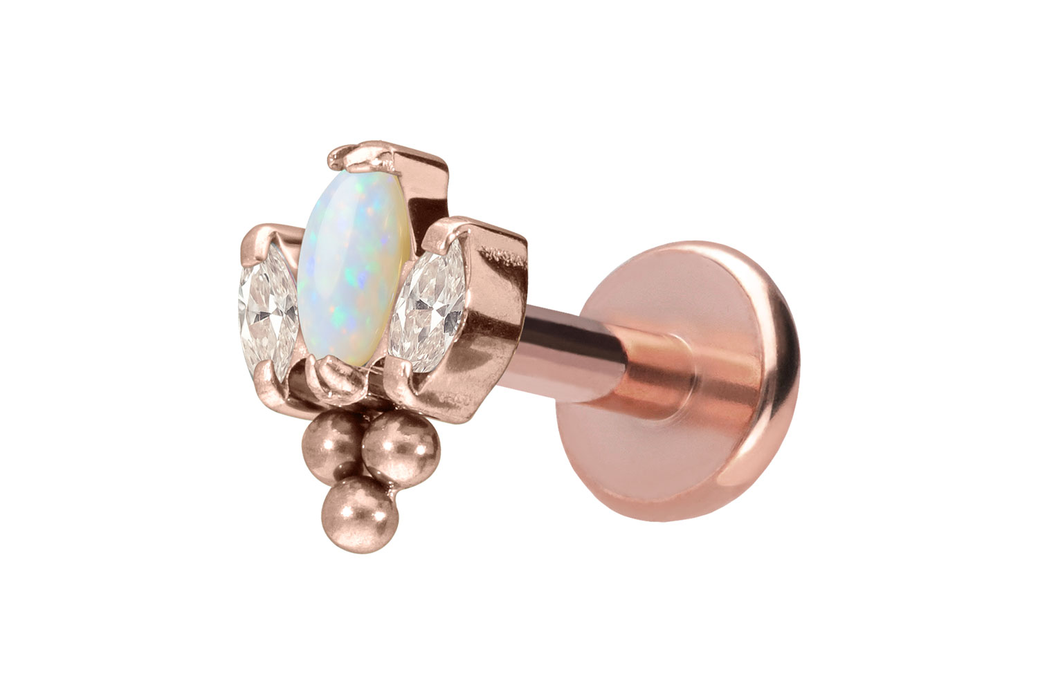 Titan Labret Piercing mit Push Fit LOTUSBLÜTE + 3 KUGELN